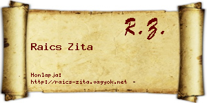 Raics Zita névjegykártya